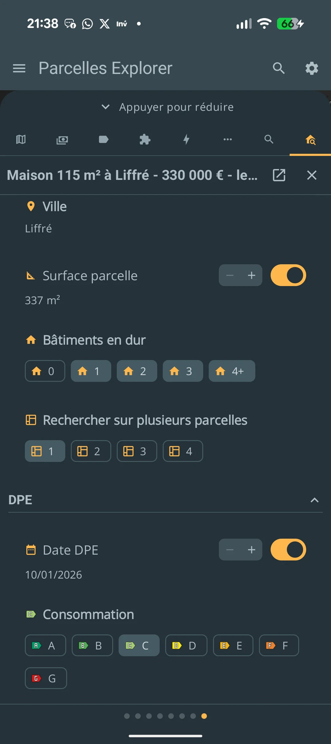 Capture d'écran de la recherche d'annonces immobilières